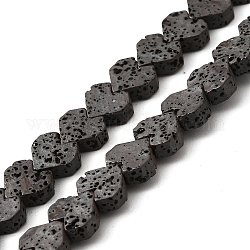 Brins de perles de pierre de lave naturelle galvanisées, cœur, plaqué gris, 8x8.5x3mm, Trou: 1mm, Environ 60 pcs/chapelet, 16.54'' (42 cm)