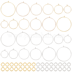 PandaHall Elite DIY Wire Ring Drop Earring DIY Making Kit, Including 316 Surgical Stainless Steel Hoop Earring Findings, Brass Wine Glass Charms Findings, 304 Stainless Steel Jump Ring, Golden & Stainless Steel Color, 520pcs/box