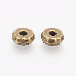 Tibetischen stil Abstandsperlen, Cadmiumfrei und Nickel frei und Bleifrei, Rondell, Antik Bronze, 8x3 mm, Bohrung: 2 mm