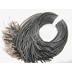 Caoutchouc noir création de collier cordon, avec les accessoires en fer et embout pour chaîne en fer, platine, 19 pouce, 2mm