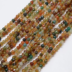 Natural Agate Round Beads Strand, Dyed, Faceted, Peru, 4mm, Hole: 0.9mm