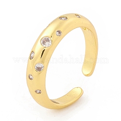 Открытое кольцо-манжета из прозрачного кубического циркония, украшения из латуни для женщин, без кадмия и без свинца, реальный 18k позолоченный, размер США 6 1/2 (16.9 мм)