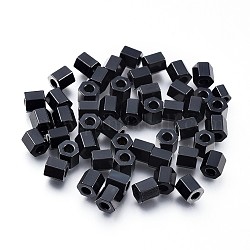 304 Edelstahl-Abstandhalter-Perlen, Hexagon, Elektrophorese schwarz, 4x4x4 mm, Bohrung: 1.8 mm