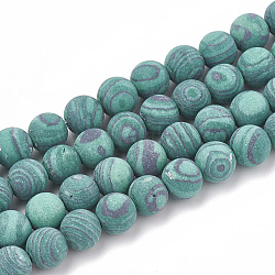 Chapelets de perles en malachite synthétique, mat, ronde, 6mm, Trou: 1mm, Environ 63 pcs/chapelet, 15.5 pouce