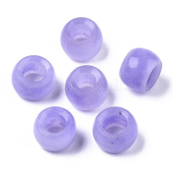 Perles de calcédoine blanche naturelle, Perles avec un grand trou   , teinte, rondelle, support violet, 15~17x10~12mm, Trou: 8mm