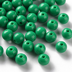 Perline acrilico opaco, tondo, verde, 8x7mm, Foro: 2 mm