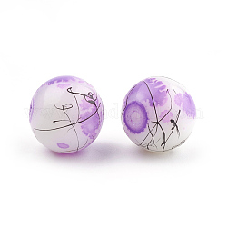 Chapelets de perles en verre peint brossé & cuisant, ronde, violet foncé, 16mm, Trou: 1.5mm, Environ 50 pcs/chapelet, 31.4 pouce