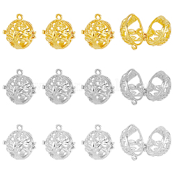 DICOSMETIC 12Pcs 3 Colors Chime Ball Pendants Tree of Life Round Cage Pendants Platinum Golden Tumbled Rock Bead Cage Hollow Cage Pendants Brass Locket Dangle Charms for Jewelry Making