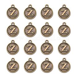 Alloy Pendant Cabochon Settings, For Enamel, Cadmium Free & Lead Free, Flat Round with Letter, Antique Bronze, Letter.Z, 14x12x2mm, Hole: 1.5mm