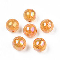 Perline di acrilico trasparente di placcatura, tondo, arancione scuro, 19x19mm, Foro: 2.5 mm, circa 113pcs/500g