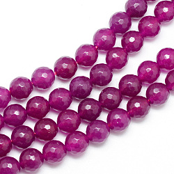 Natürliche weiße Jade Perlenstränge, gefärbt, facettiert, Runde, Medium violett rot, 6 mm, Bohrung: 1 mm, ca. 60 Stk. / Strang, 14.06~14.45 Zoll (35.7~36.7 cm)