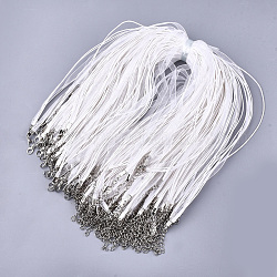 Creazione di collana in nastro di organza e cordoncino cerato, con aragosta artiglio fermagli di ferro, platino, bianco, 17.6 pollice ~ 17.8 pollici (45~455 cm), 7mm