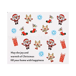 3d Weihnachtsnagelaufkleber, wassertransfer aufkleber weihnachtsmann elch baum glocke socke designs aufkleber, für weihnachten winter fingernägel zubehör, Farbig, 6.2x5.4 cm