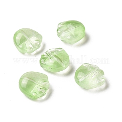 Perle di vetro verniciate a spruzzo trasparente, orso artiglio stampa, verde chiaro, 14x14x7mm, Foro: 1 mm