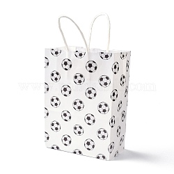Rechteckige Papiertüten, mit Griff, für Geschenktüten und Einkaufstüten, Sport Thema, Fußball-Muster, weiß, 14.9x8.1x21 cm
