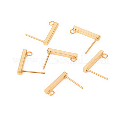 304 Stainless Steel Stud Earring Findings, with Loop, Rectangle, Golden, 15.2x2mm, Hole: 1.8mm