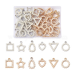Kissitty 48 pièces 12 pendentifs acryliques de placage uv de style, avec de l'acrylique perle d'imitation, anneau, couleur mixte, 20.5~22.5x14~19x4.5mm, Trou: 2mm, 4 pièces / style