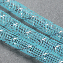 Gitterschlauch, Kunststoffnetzfaden Kabel, mit Silber-Ader, Licht Himmel blau, 10 mm, 30 Yards / Bündel