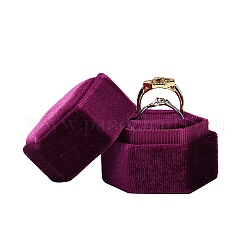 Бархатные шкатулки для колец gorgecraft, шестиугольник, красно-фиолетовые, 4.3x4.9x4.3 см