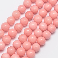 Natürliche Malaysia Jade Perlen Stränge, Nachahmung rhodochrosite, Runde, gefärbt, Orangerosa, 8 mm, Bohrung: 1 mm, ca. 48 Stk. / Strang, 15 Zoll
