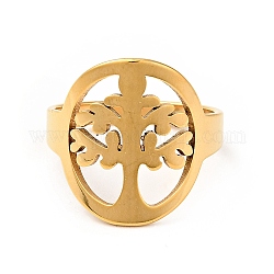 Placcatura ionica (ip) 201 anello da dito albero della vita in acciaio inossidabile per donna, oro, misura degli stati uniti 6 1/2 (16.9mm)