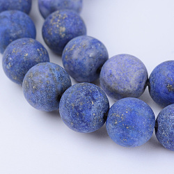 Natürlicher Lapislazuli Perlenstränge, Runde, matt, gefärbt, 6~6.5 mm, Bohrung: 1 mm, ca. 63 Stk. / Strang, 15.5 Zoll