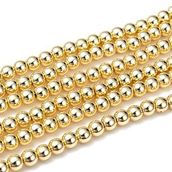 Galvanisieren unmagnetische synthetischen Hämatit Perlenstränge, Runde, Vergoldete, 6 mm, Bohrung: 1~1.5 mm, ca. 67~72 Stk. / Strang, 15.7 Zoll