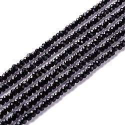 Transparent Glass Beads Strands, Faceted, Round, Black, 2mm, Hole: 0.6mm, about 182~201pcs/strand, 14.57~15.24 inch((37~38.7cm)