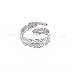 304 anillo de puño abierto de hoja de acero inoxidable para mujer, color acero inoxidable, nosotros tamaño 7 1/4 (17.5 mm)