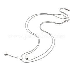 304 cadena de serpiente redonda de acero inoxidable collares de doble capa., collar con colgante de cubo, color acero inoxidable, 16.22 pulgada (41.2 cm)