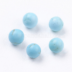 Perles de magnésite naturelle, sphère de pierres précieuses, teinte, ronde, perles non percées / sans trou, sphère de pierres précieuses, lumière bleu ciel, 3mm