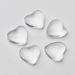 Cabochons en verre transparent, cœur, clair, 10x10mm, 3.5 mm (extrêmes: 3~4 mm) d'épaisseur