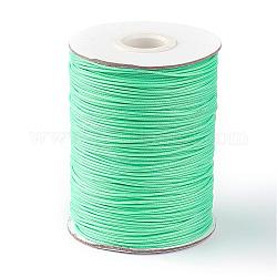 Cordón de poliéster encerado coreano, verde primavera medio, 1mm, aproximamente 85 yardas / rodillo