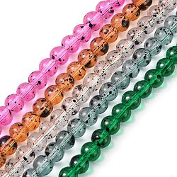 Chapelets de perles en verre, peint à la bombe, ronde, couleur mixte, 6mm, Trou: 1mm, 15 pouce