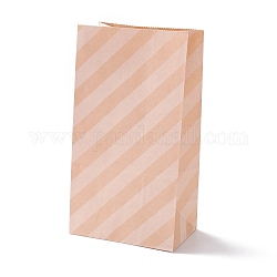 Rettangolari sacchetti di carta kraft, nessuna maniglia, sacchetti regalo, motivo a strisce, Burlywood, 13x8x24cm