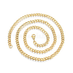 201 из нержавеющей стали кубинский звено цепи ожерелье мужские, золотые, 23.62 дюйм (60 см), широк: 5 мм