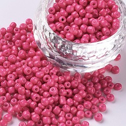 Baking Paint Glass Seed Beads, Camellia, 8/0, 3mm, Hole: 1mm, about 10000pcs/bag
