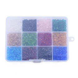 2160Pcs 12 Color Transparent Glass Beads, Faceted, Bicone, Mixed Color, 4.5x4mm, Hole: 1mm, 180Pcs/color