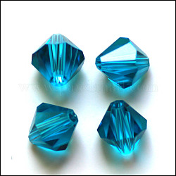 Imitation österreichischen Kristallperlen, Klasse aaa, facettiert, Doppelkegel, Deep-Sky-blau, 4.55x5 mm, Bohrung: 0.7~0.9 mm