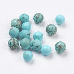 Perles de magnésite naturelle, sphère de pierres précieuses, teinte, ronde, perles non percées / sans trou, sphère de pierres précieuses, bleu ciel, 4mm