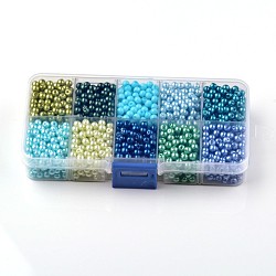 Abalorios de vidrio perlado redondos mixtos, color mezclado, 6mm, agujero: 1 mm, aproximamente 500 unidades / caja