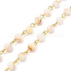 Catene fatte a mano. catena di perline tonde conchiglia d'acqua dolce naturale, con perno di ferro, oro, 1000mm