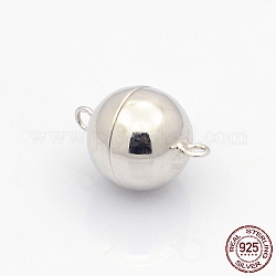 925 круглая магнитная застежка из серебра с родиевым покрытием, с покрытием платиным, 15.5x10 мм, отверстие : 1.5 мм