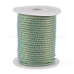Runde Saite Thread Polyesterkorde, mit Golddraht, mittlerer Aquamarin, 2.5 mm, ca. 21.87 Yard (20m)/Rolle