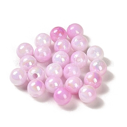 Abalorios acrílicos opacos, degradado colorido, redondo, rosa perla, 6mm, agujero: 1.8 mm, aproximamente 5000 unidades / 500 g