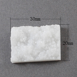 Resin Cabochons, Rectangle, White, 30x20x6mm