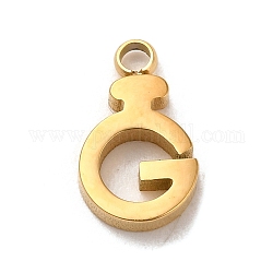 304 charms in acciaio inox, fascino della lettera g, vero placcato oro 14k, 11x7x2mm, Foro: 1.5 mm