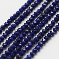 Chapelets de perle en lapis-lazuli naturel, AA grade, facette, ronde, 2mm, Trou: 0.5mm, Environ 160~179 pcs/chapelet, 12.5 pouce ~ 12.9 pouces (320~330 mm)