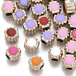 UV-Beschichtung Acryl europäischen Perlen, mit Emaille, Großloch perlen, Sonne, Mischfarbe, Licht Gold, 10x10x8.5 mm, Bohrung: 4 mm