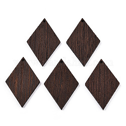 Colgantes de madera de wengué natural, sin teñir, encantos de rombos, coco marrón, 47.5x31.5x3.5mm, agujero: 2 mm